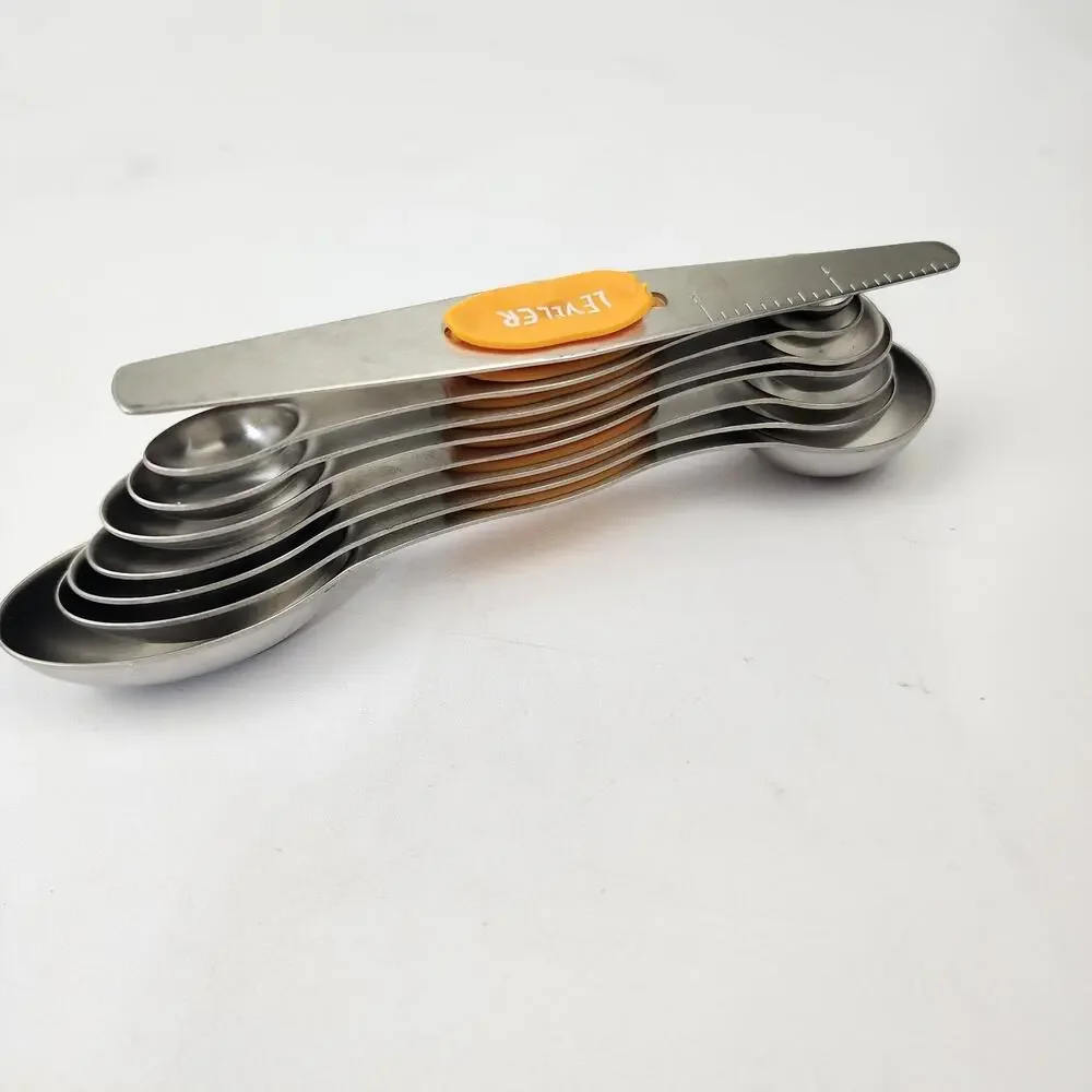 Stainless Steel Magnetic Measuring Spoons Set w/ Strong N45 Magnets, Heavy Duty